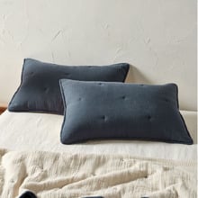 Navy Somerset Cotton Muslin Pillow Shams (Set of 2)